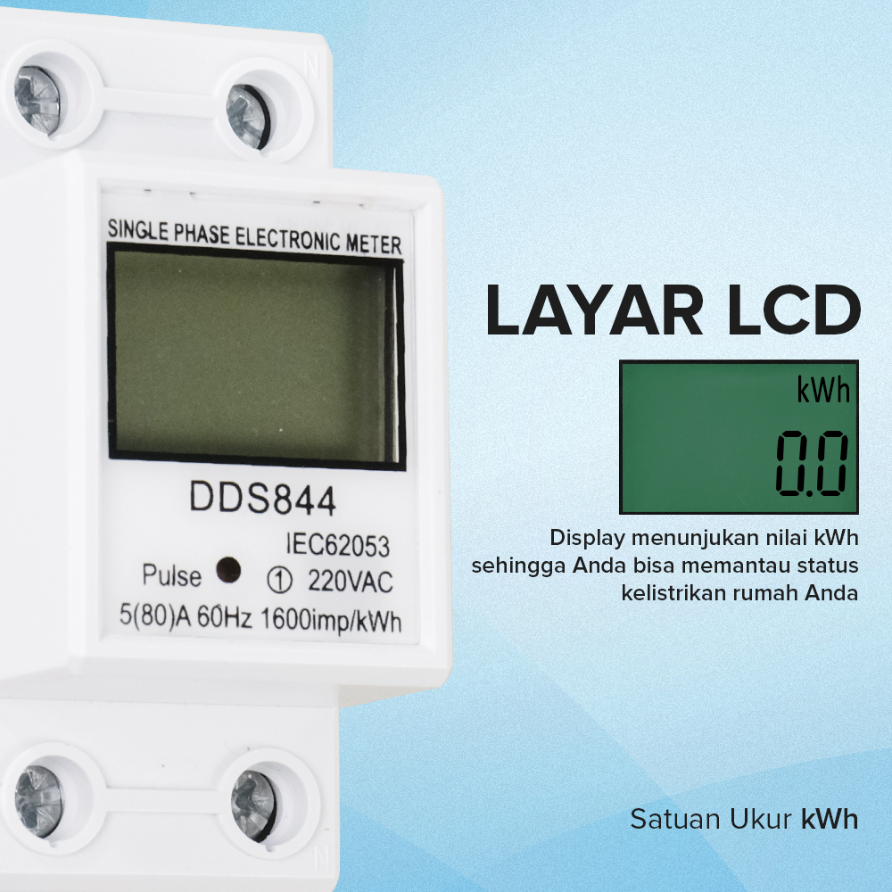 DIANQI Meteran Listrik Digital Din Rail kWh Meter Single-Phase 220 V - DDS844