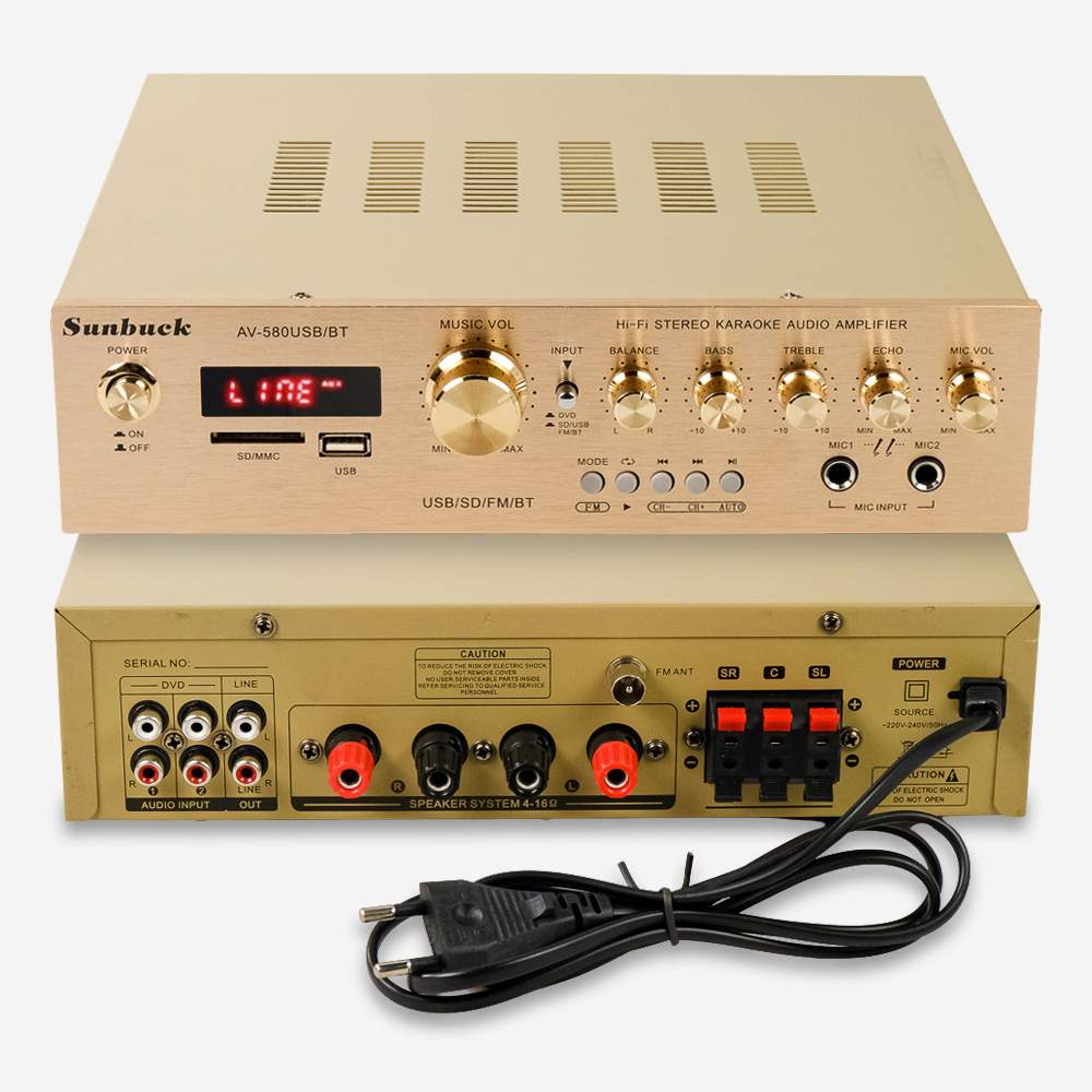 Sunbuck Bluetooth EQ Audio Stereo Hi-Fi Amplifier Karaoke 5CH 920W - AV-580USB/BT