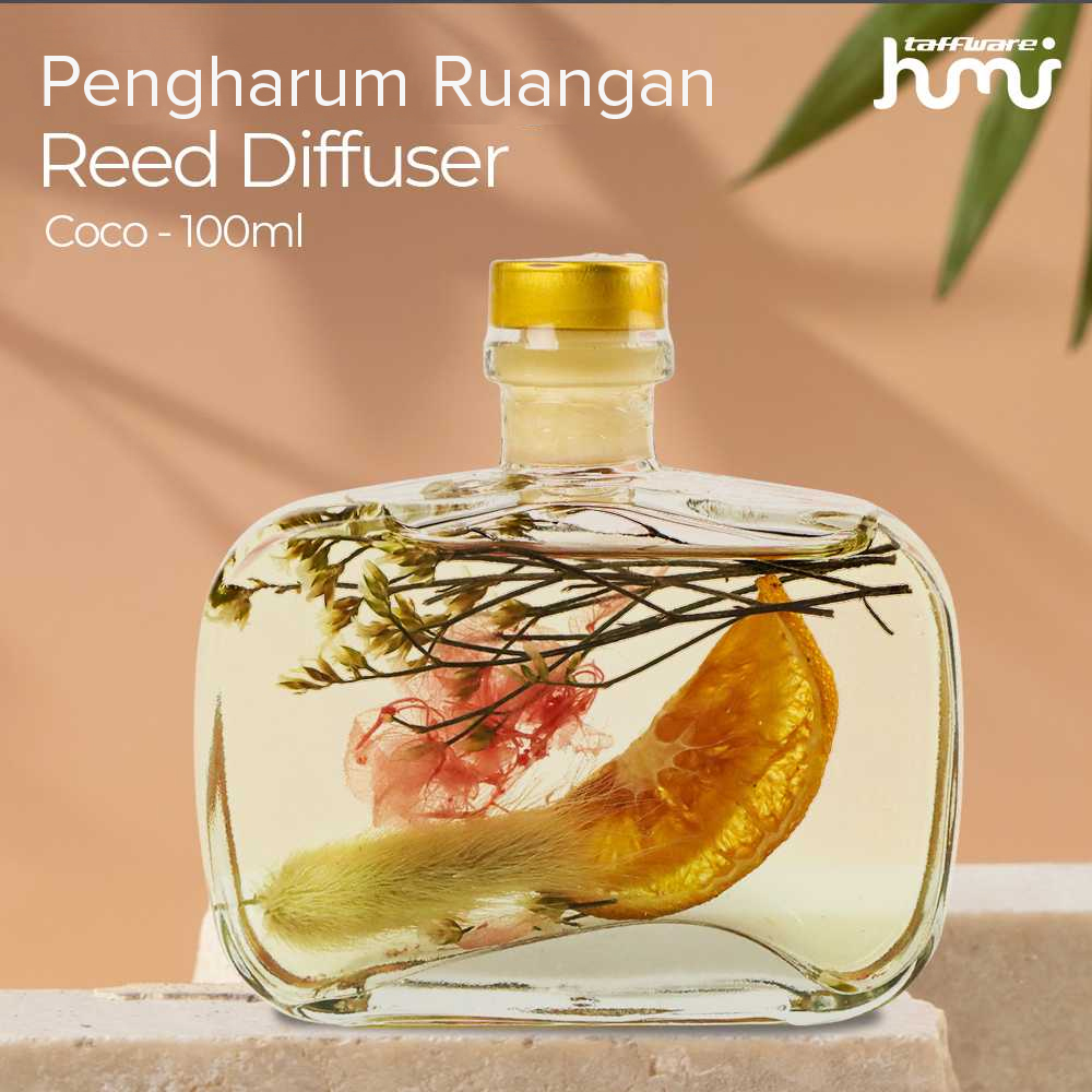 Taffware HUMI Pengharum Ruangan Reed Diffuser with Cotton Sticks 100ml - DF-200