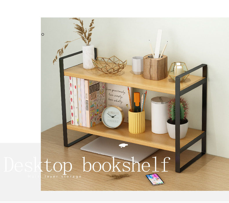 AOLIVIYA Rak Buku Minimalis DIY Table Bookshelf Organizer Double Layer - AO40