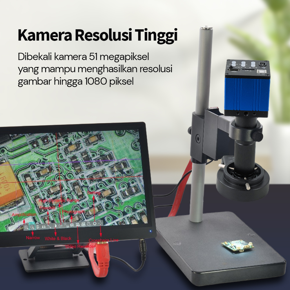 HAYEAR Kamera Mikroskop Industrial Digital 51MP 1080P 150X LED USB - MIC-213