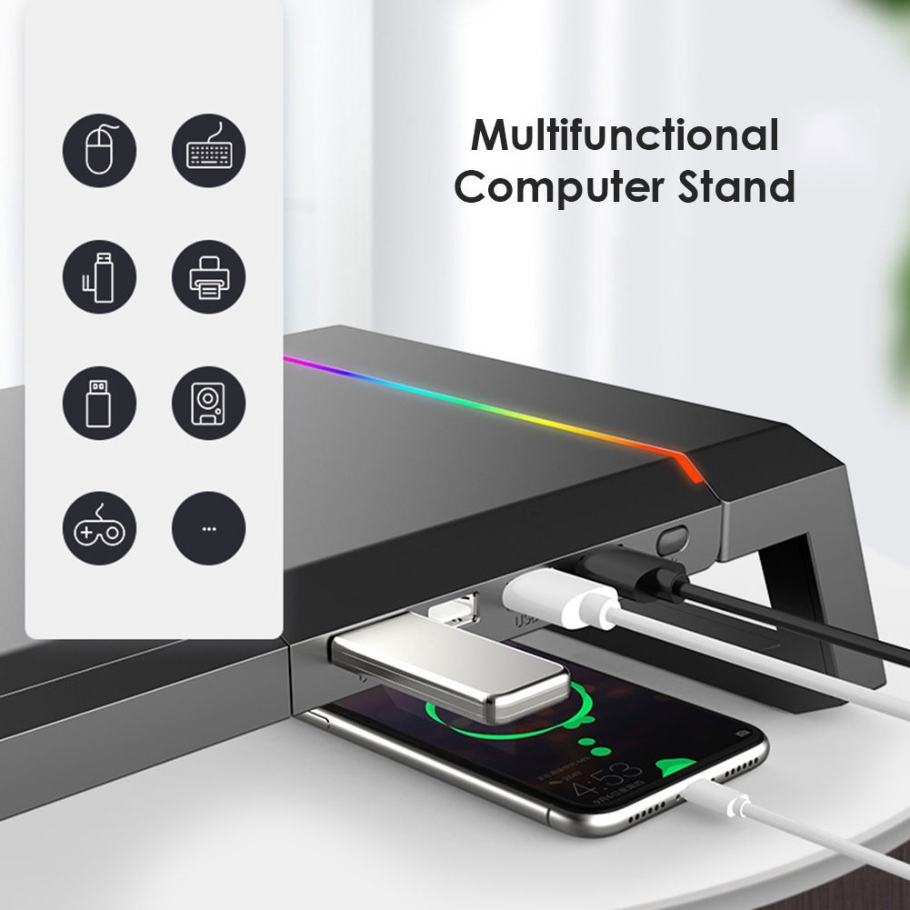 ICE COOREL Meja Laptop Monitor Stand Waterproof RGB with 4 USB 2.0 - T1