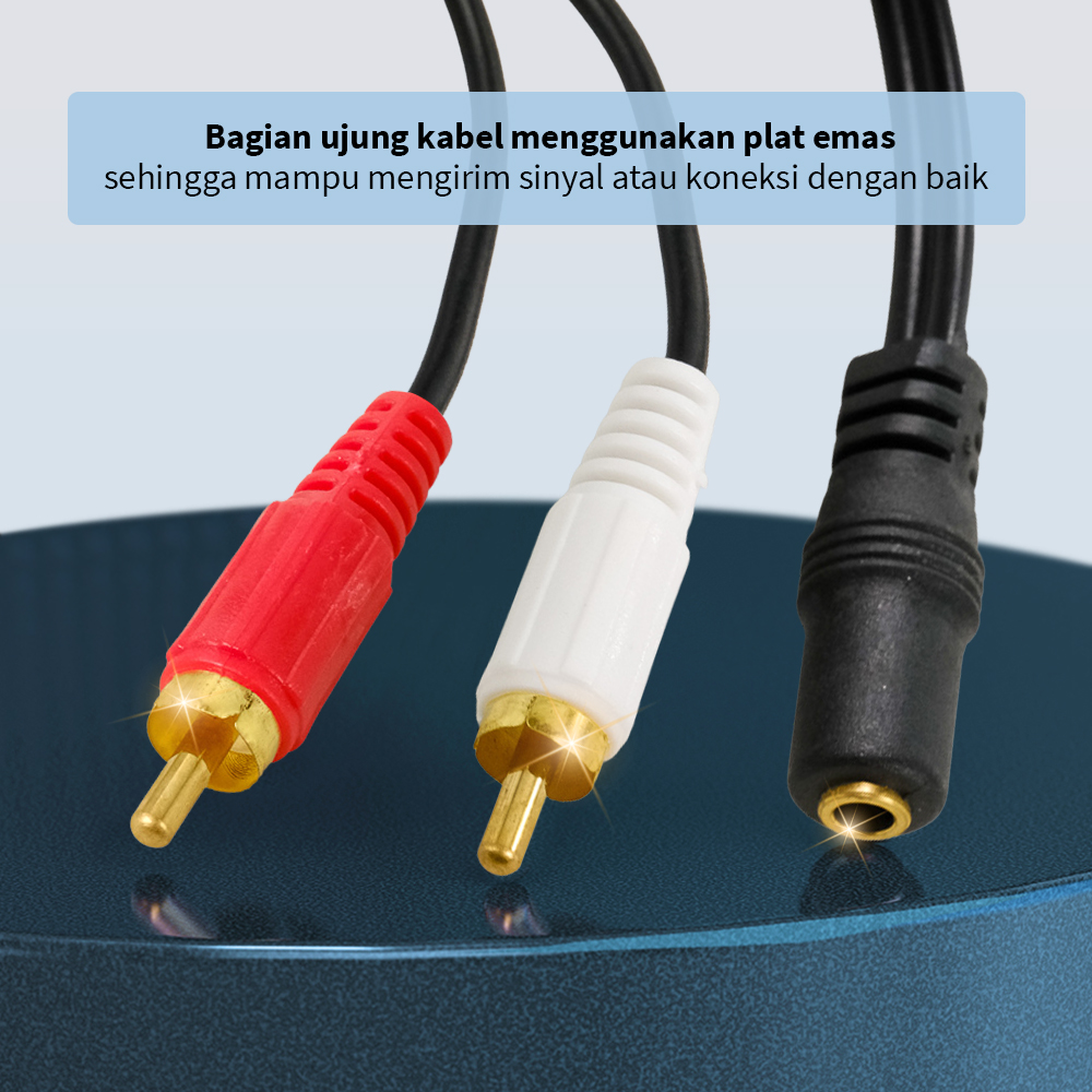 Kabel Adaptor Audio 3.5mm Female ke RCA Male HiFi 40cm