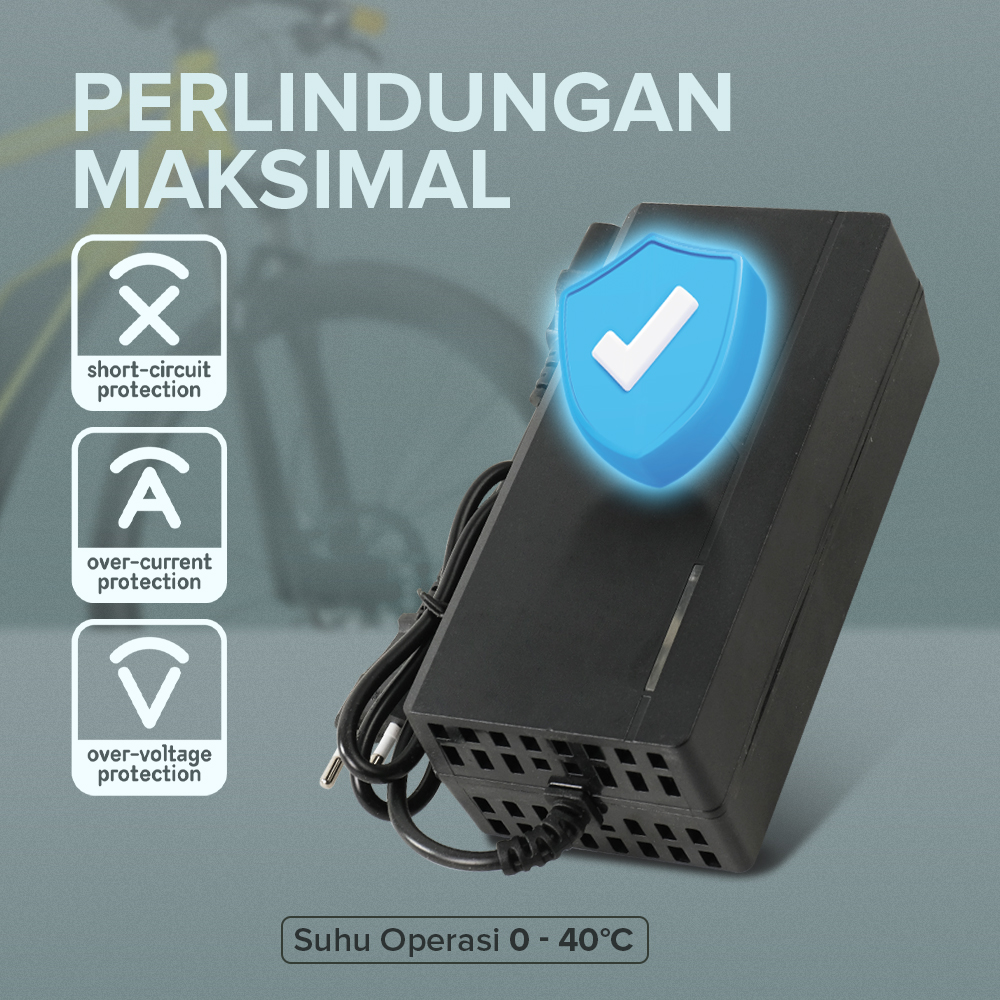 JNENCONN Adaptor Charger Baterai Skuter Sepeda Listrik IEC 54.6V 3A - 48V3A