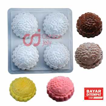 CJ Cetakan Puding Plastik Moon Cake Bulat Fish Pattern