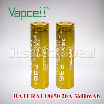 Baterai 18650 VAPCELL F36 20A 3600mAh Original Authentic