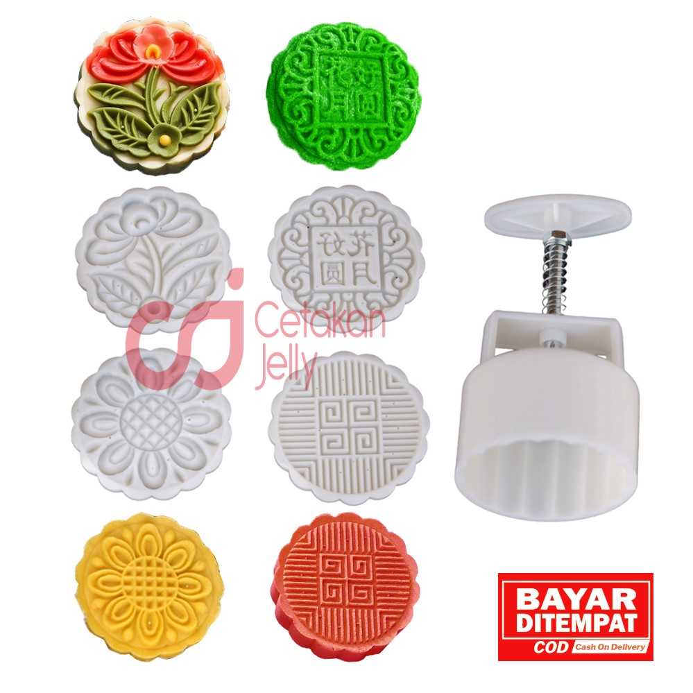 Jual CJ Cetakan Mooncake Bulat 125 Gr Bunga Indah Bulan Purnama