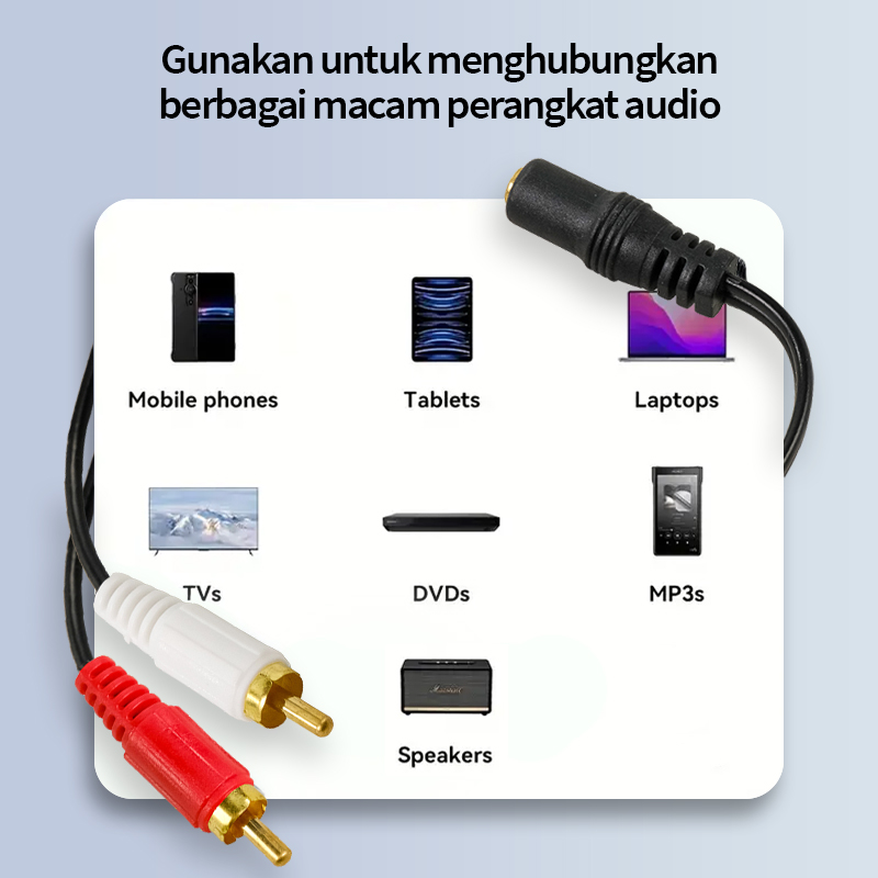 Kabel Adaptor Audio 3.5mm Female ke RCA Male HiFi 40cm