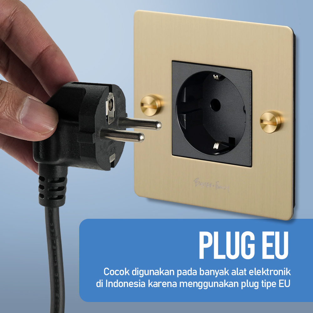 QISHI Kabel Power 3 Pin 16A 250V EU Plug 1.5M - 168B11