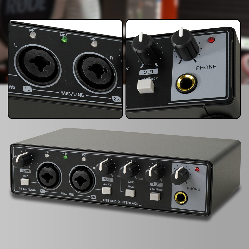 SZKOSTON External Sound Card USB Audio Interface Preamp 2 In 2 Out - MD22