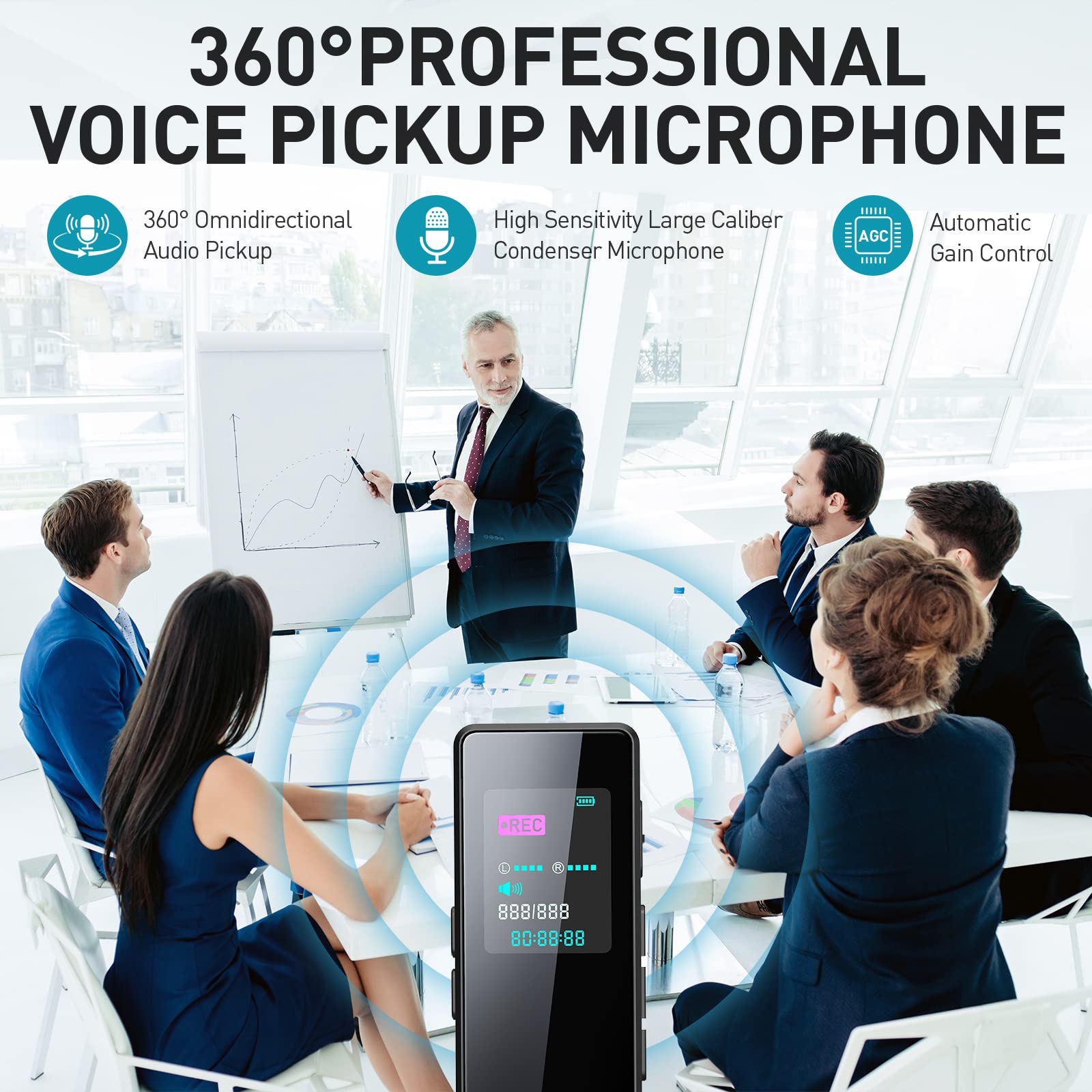 Kizocay Perekam Suara Portabel Voice Recorder Noise Reduction MP3 - ZD67