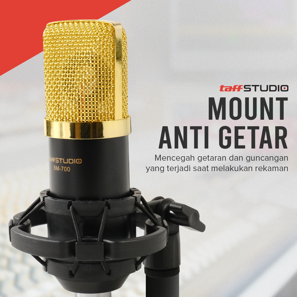 TaffSTUDIO Mikrofon Kondenser XLR Condenser Microphone Studio Podcast - BM-700