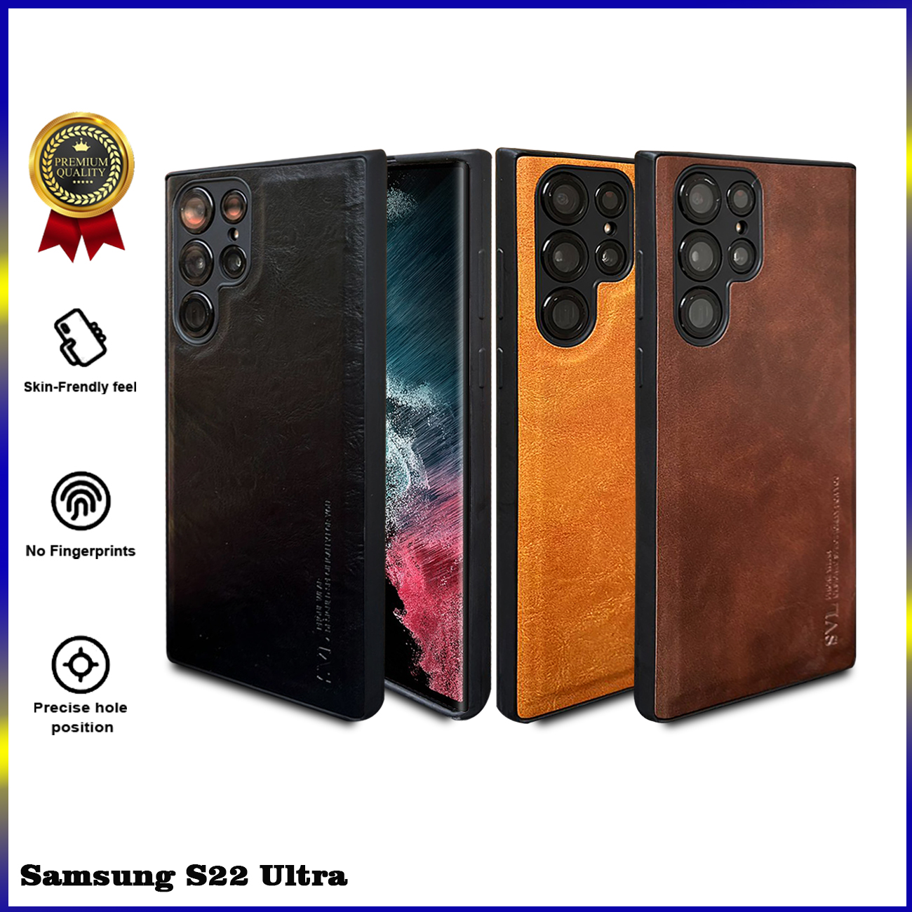 Samsung S22 Ultra Case SVL leather Casing Kulit Slim -Hitam