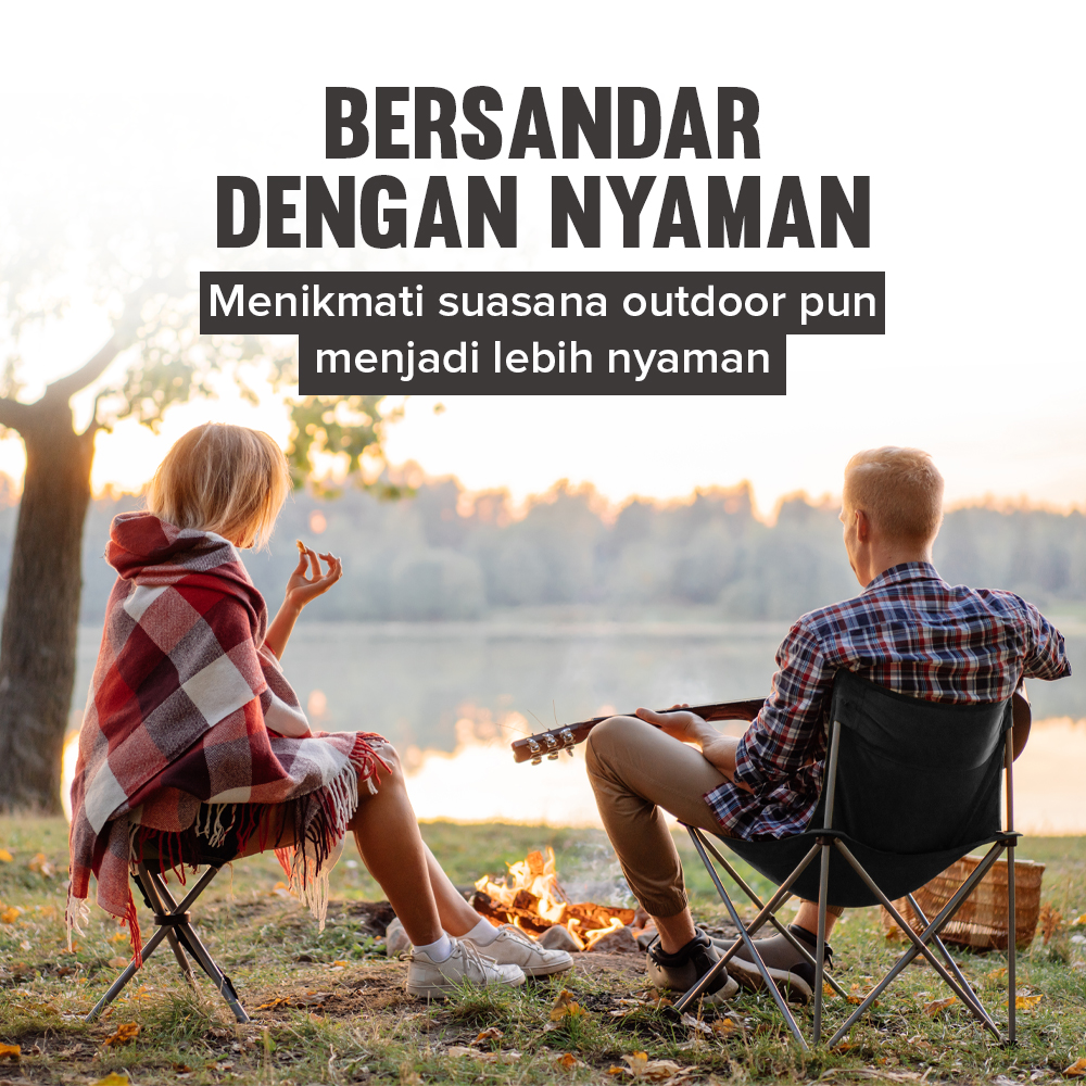 LAKIKA Kursi Lipat Outdoor Mancing Camping Foldable Chair with Pocket - LK4