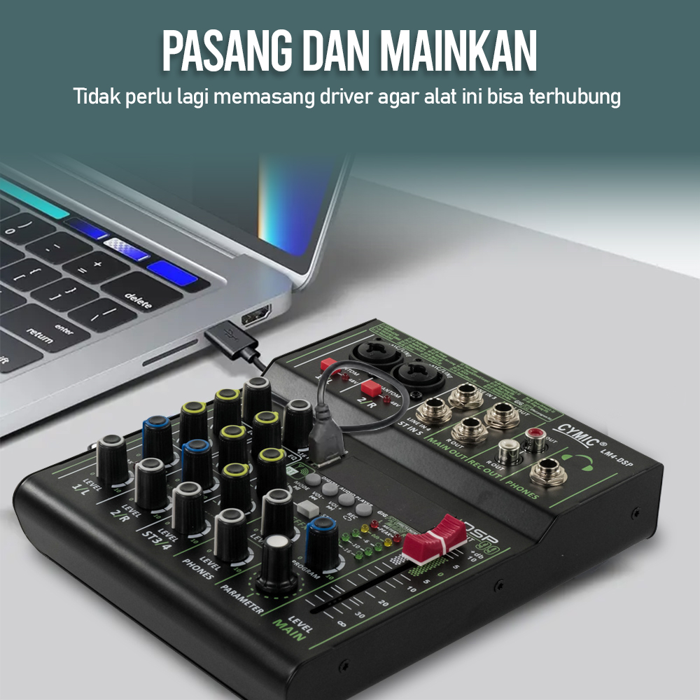 CYMIC USB Audio Mixer Bluetooth Karaoke 4 Channel 99 DSP Effects - LM4-DSP