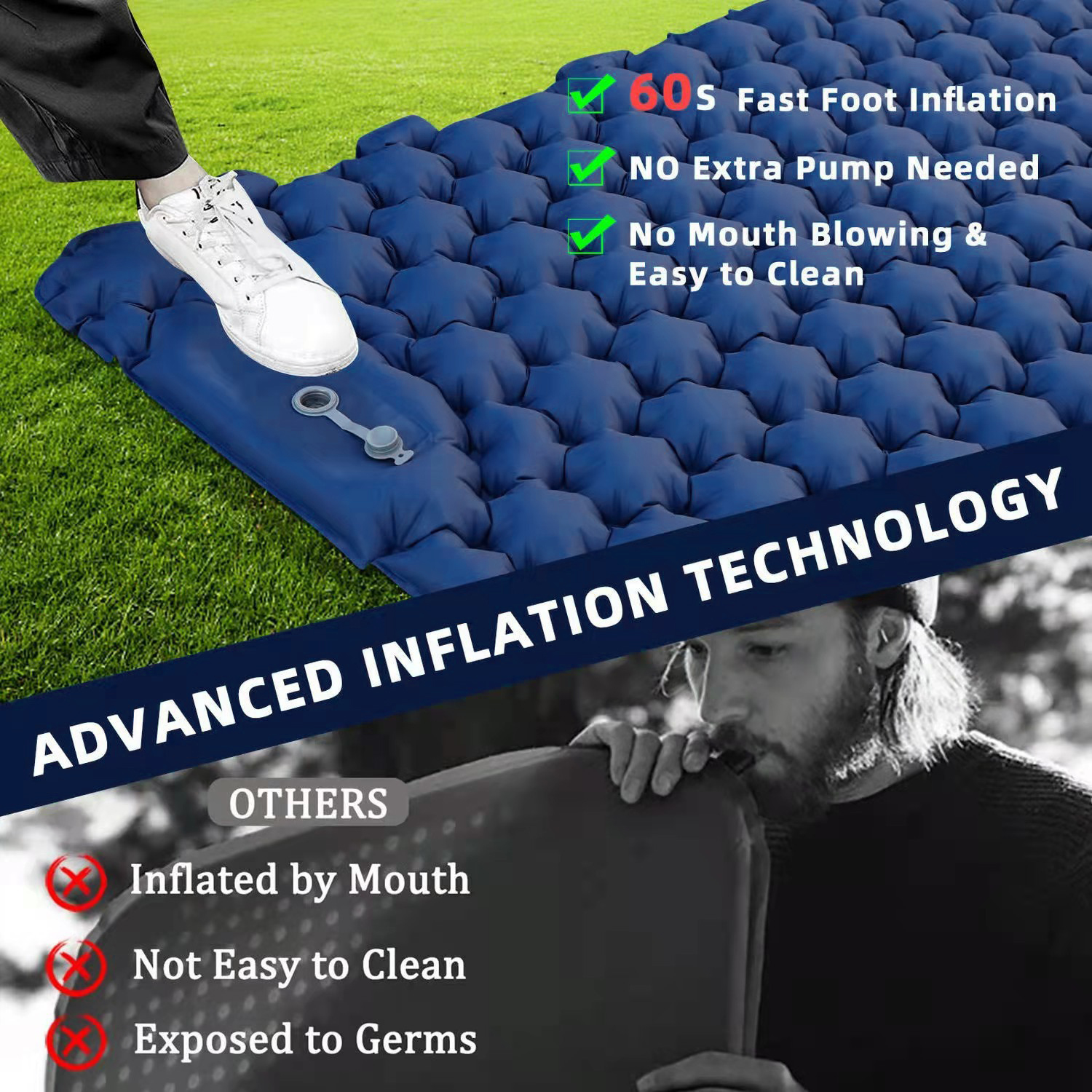 EVURU Kasur Matras Angin Double Inflatable Moistureproof Foldable - ER-125