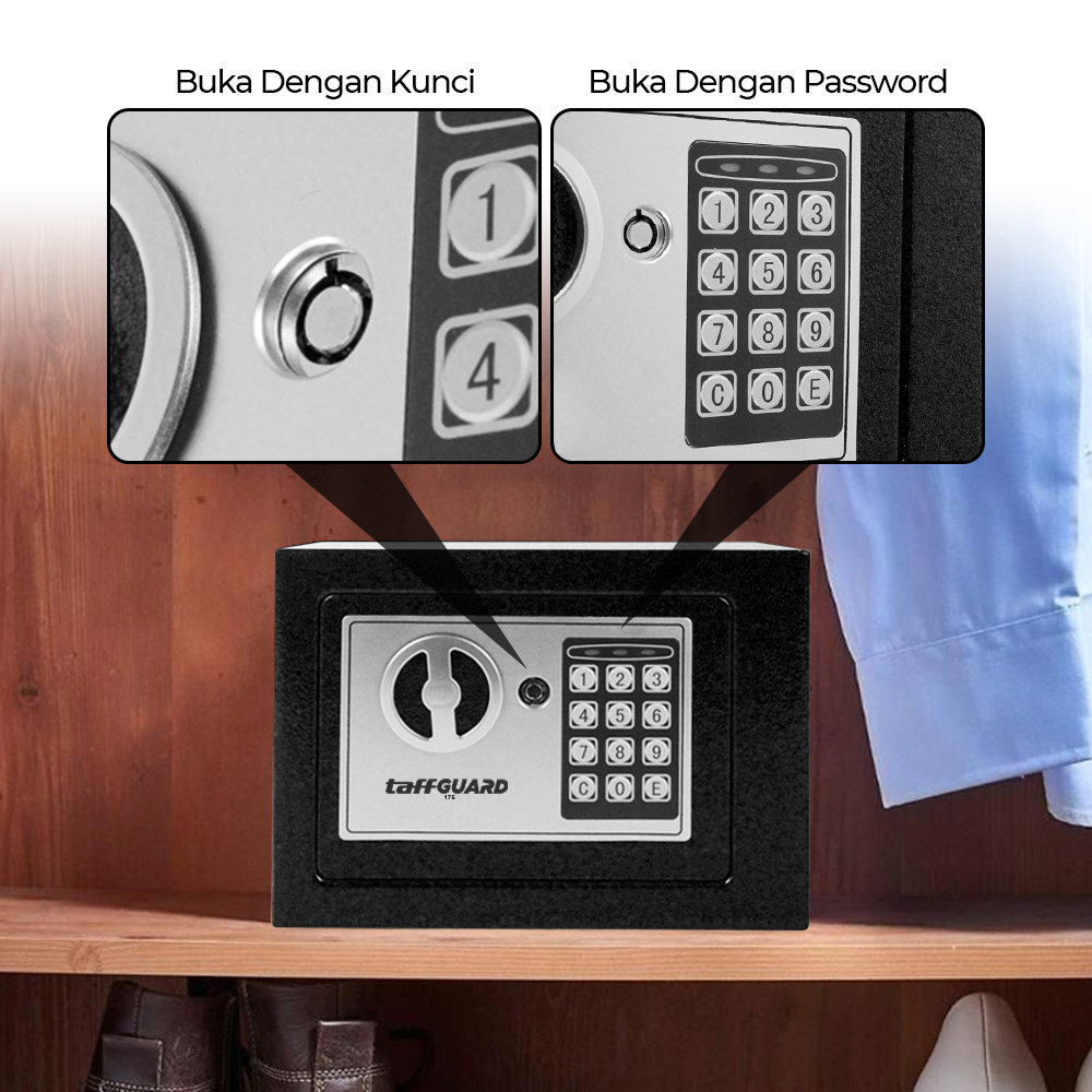 TaffGUARD Kotak Brankas Hotel Mini Password Safe Deposit Box 4.6L - 17E