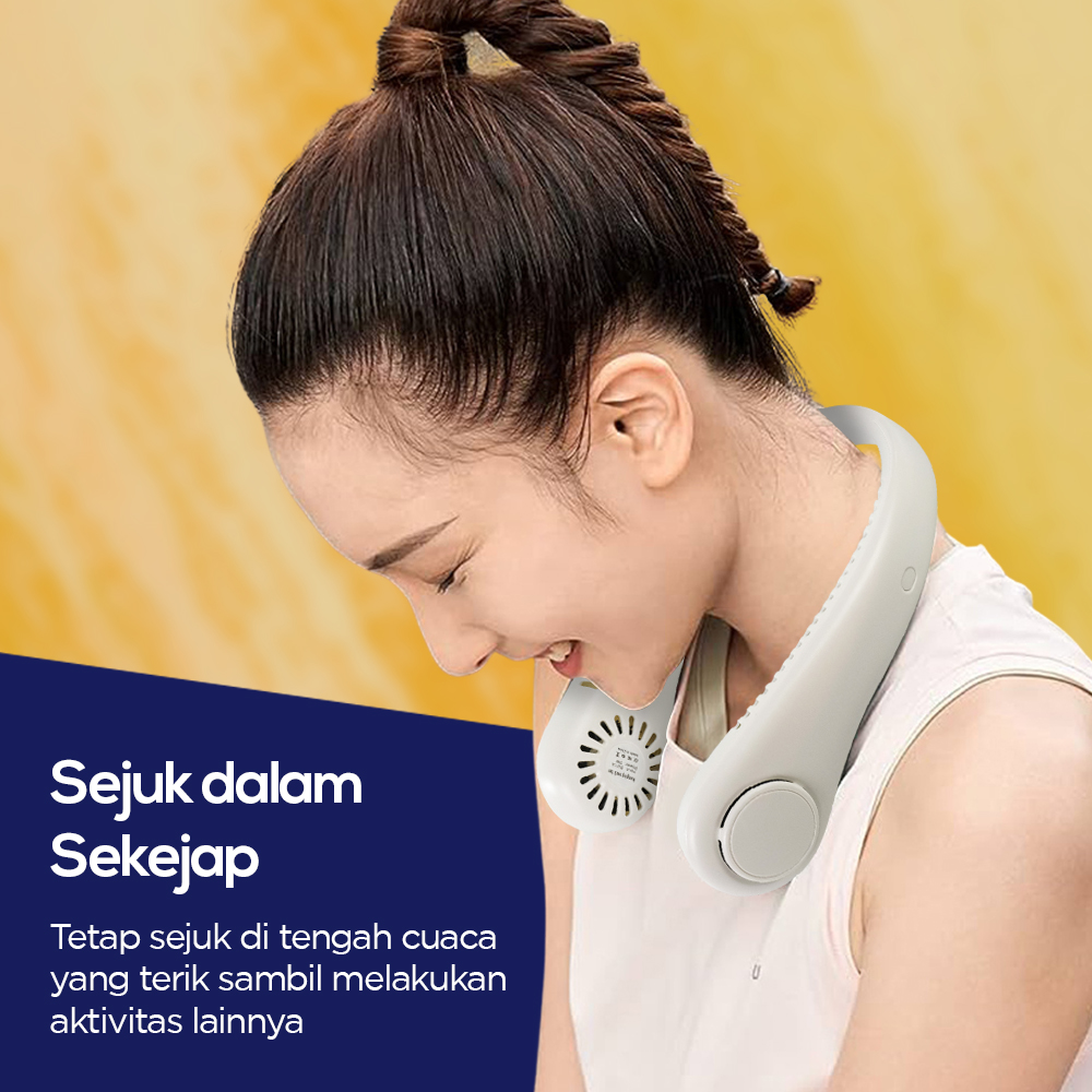 MIRJAI Kipas Angin Leher Portable 3 Speed Adjustable 1200mAh - 6171