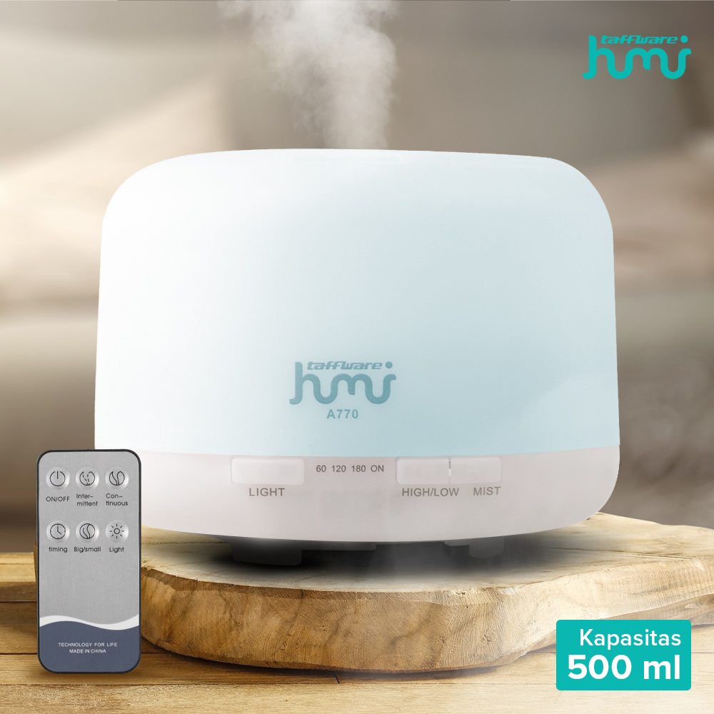 Taffware HUMI Air Humidifier Mini Ultrasonic Aroma Light 500ml Remote - A770
