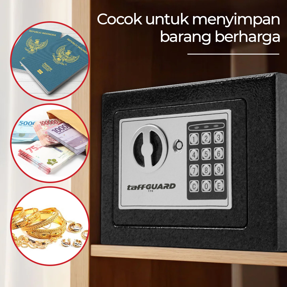 TaffGUARD Kotak Brankas Hotel Mini Password Safe Deposit Box 4.6L - 17E