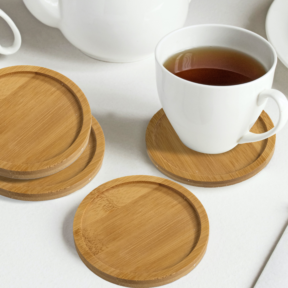 WITUSE Tatakan Gelas Cangkir Pot Tanaman Tray Bamboo Coaster 85mm - EQF301
