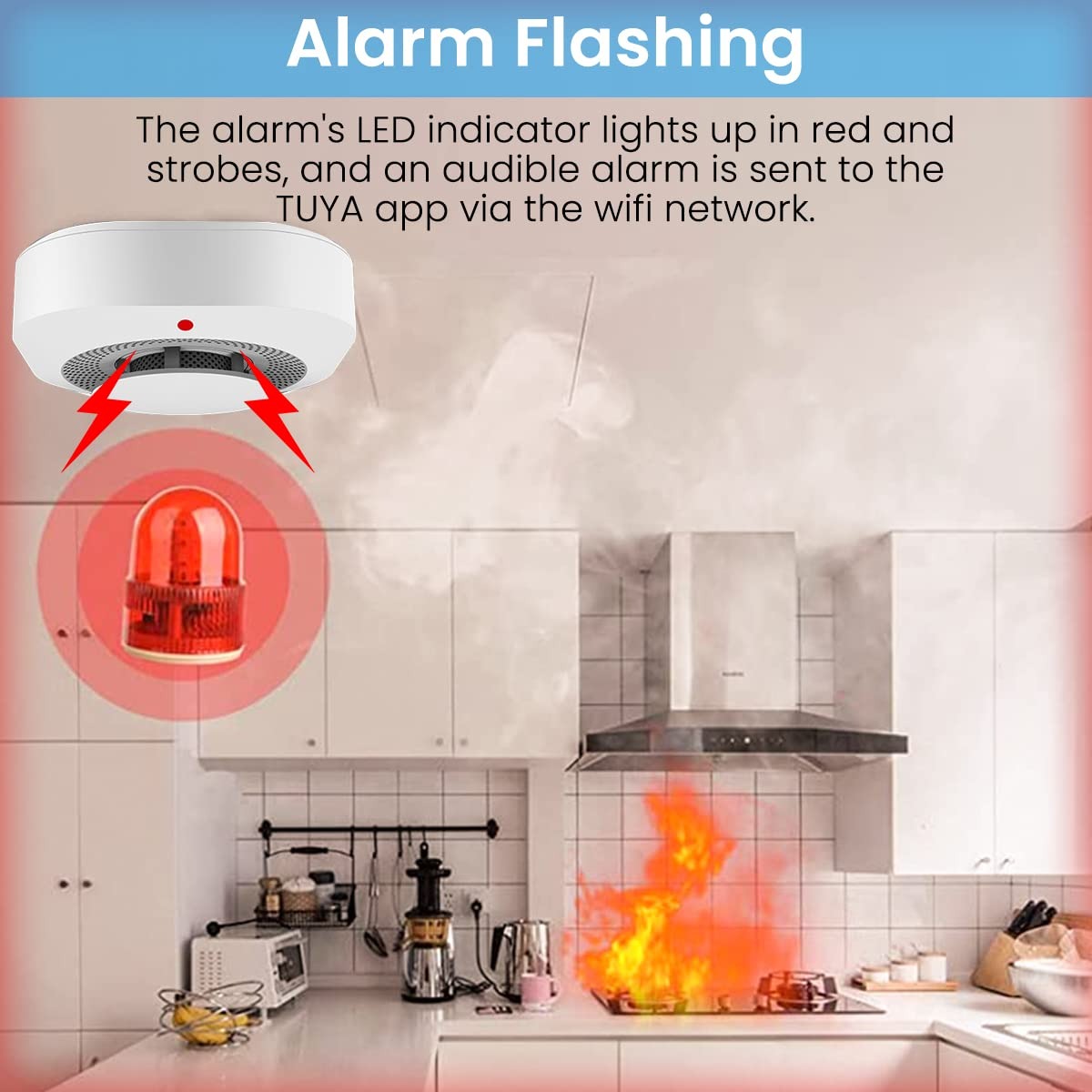 Earykong Tuya Smoke Detector WiFi Alat Pendeteksi Asap Kebakaran 85dB - TYSM-01