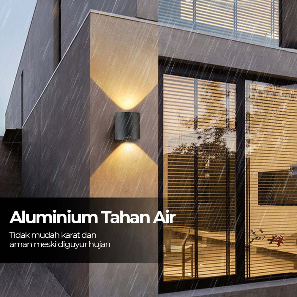 TaffLED Lampu Dinding Hias Outdoor Aluminium 2W 2 LED Warm White - RL-B15