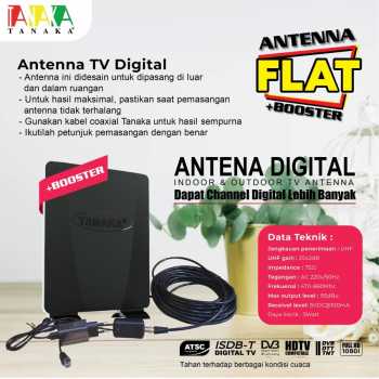 Jual tanaka ANT2503 Antena TV Outdoor Indoor booster Free Kabel