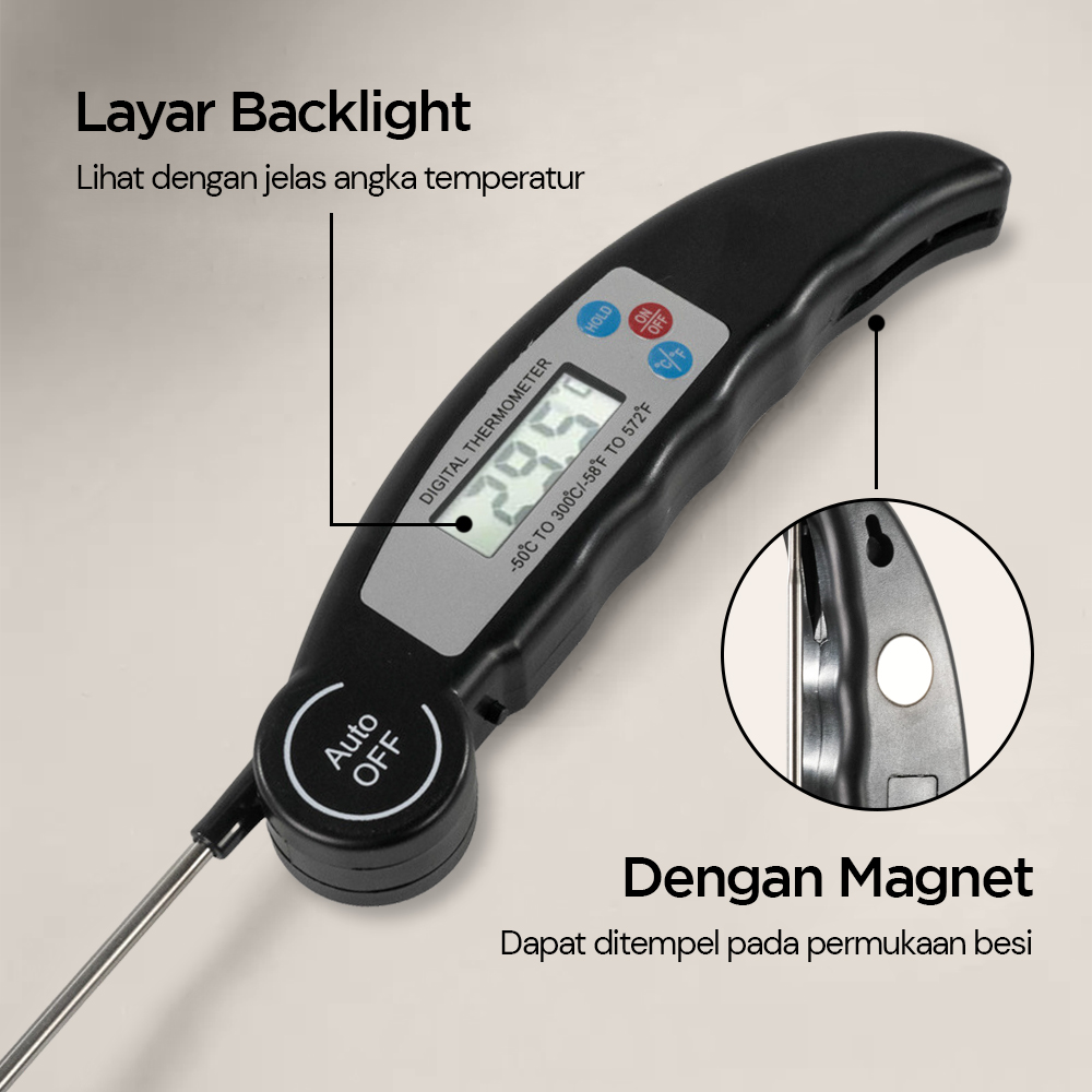 Anpro Termometer Makanan Digital Daging Kopi Susu Foldable - BW-188