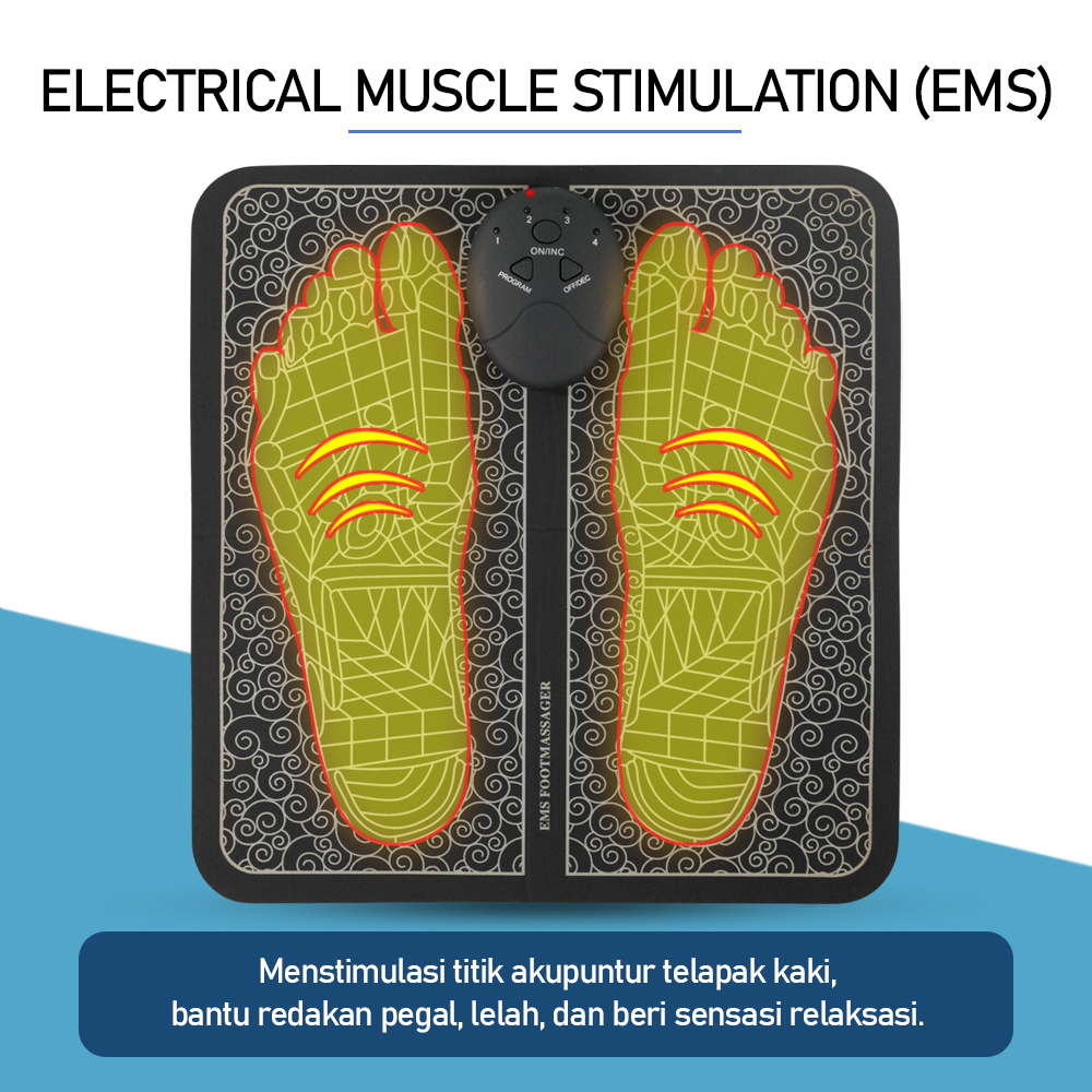 TaffOmicron Alat Pijat Kaki Elektrik EMS Foot Massager Baterai 6 Mode - EMS16