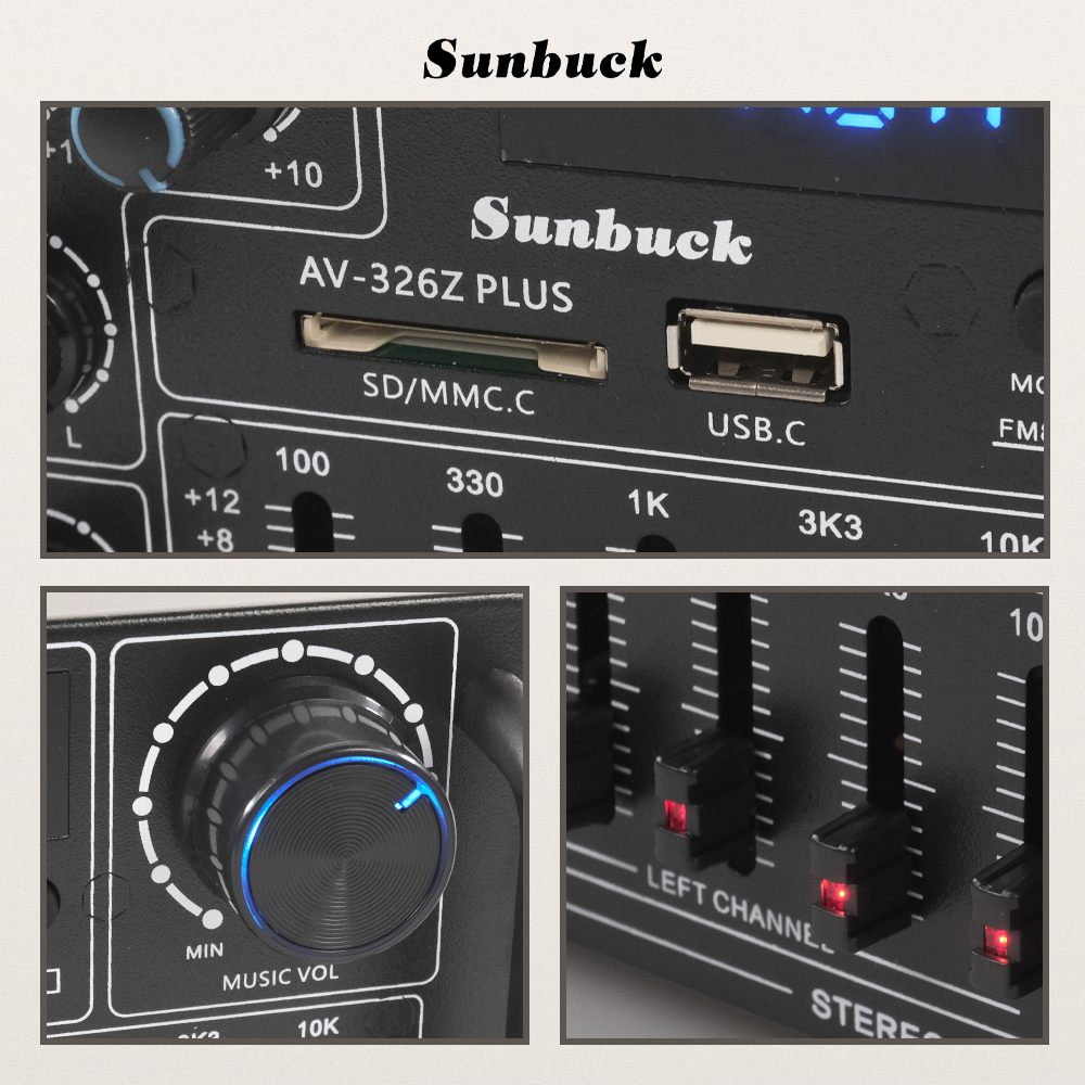 Sunbuck Audio Amplifier Bluetooth EQ Karaoke FM 2000W - AV-326Z PLUS