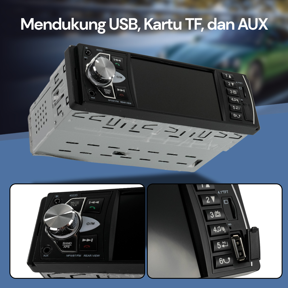 Kklusb Tape Mobil Audio Bluetooth MP5 Parkir Monitor Plug ISO 4.1 Inch - 4022D