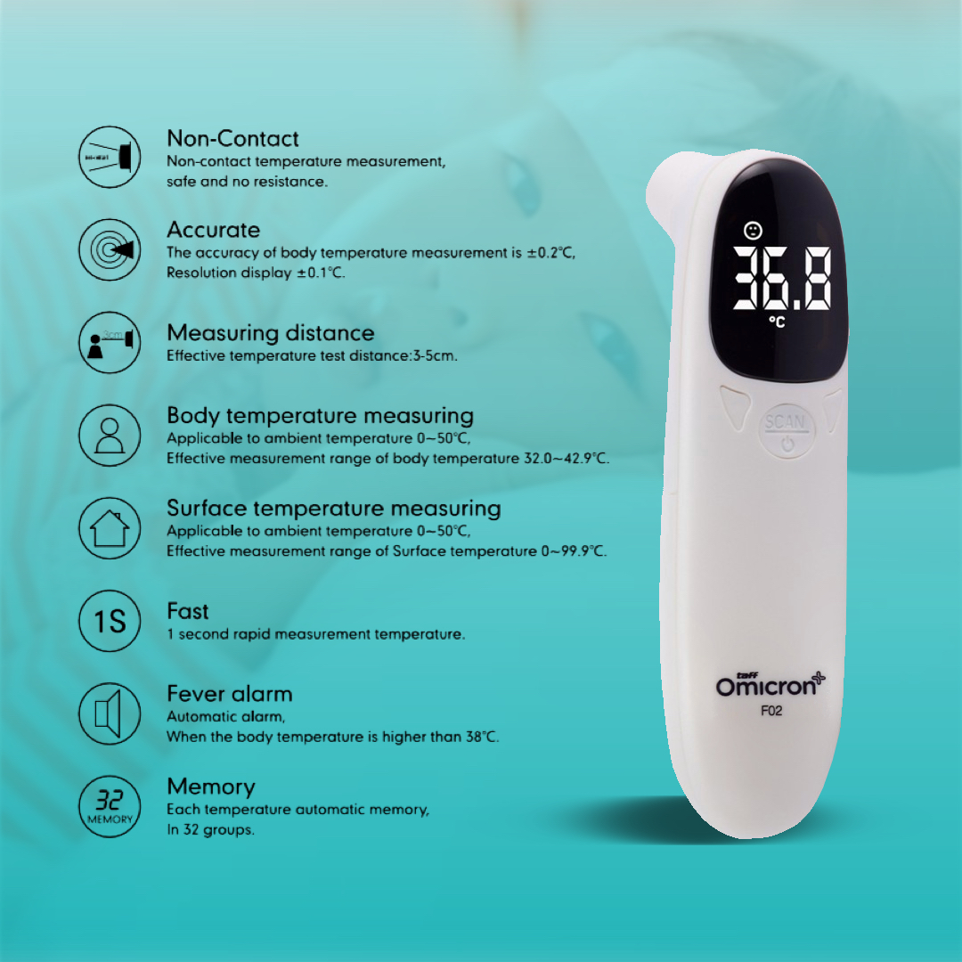TaffOmicron Termometer Suhu Tubuh Thermogun Digital Non Contact - F02