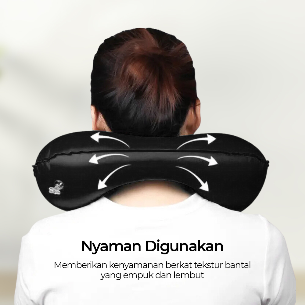 TaffSPORT Bantal Leher Travel Angin U-Shaped Inflatable Neck Pillow - RH34