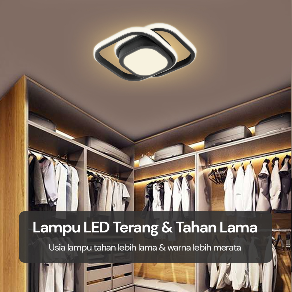 TaffLED Lampu LED Plafon Dimmable Ceiling Light Square 3 Color 40W - Z318
