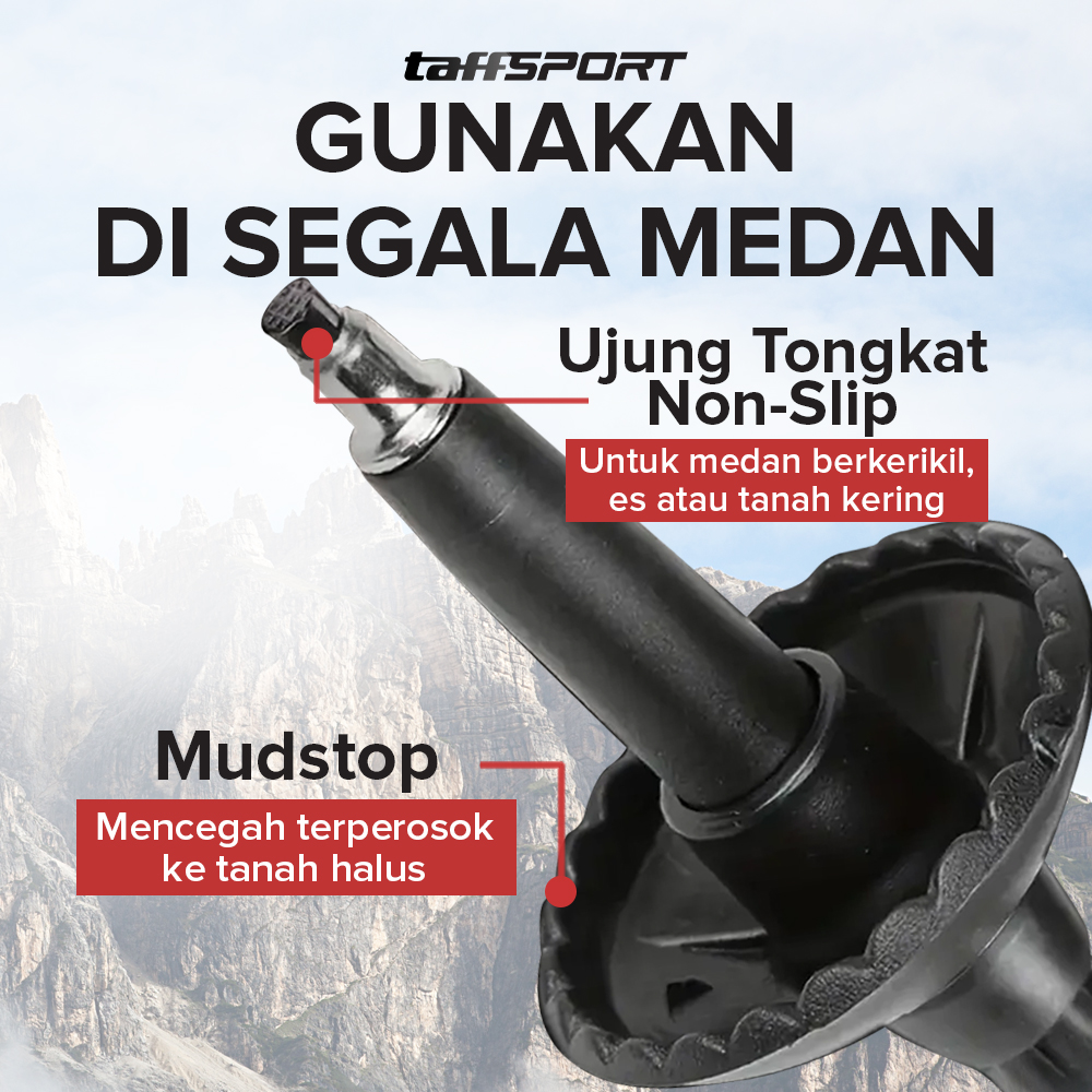 TaffSPORT Tongkat Hiking Trekking Pole Telescopic 4 Section - E4102