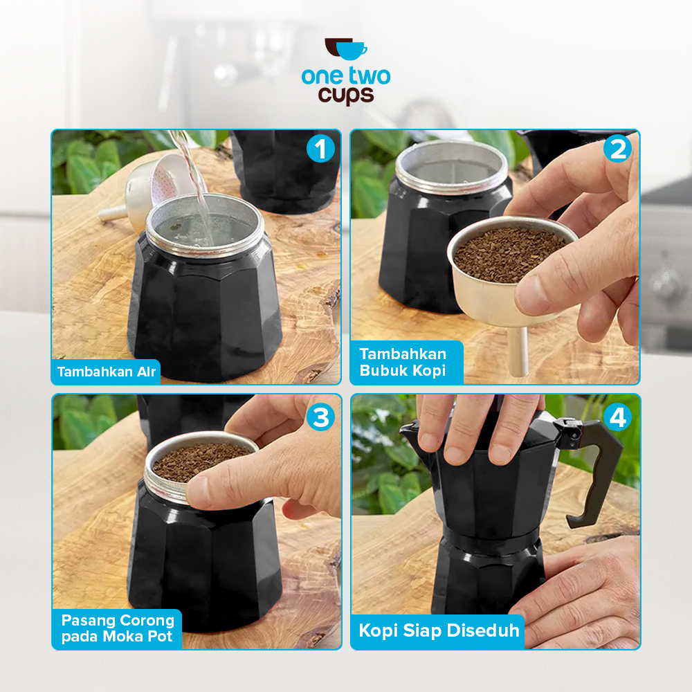 One Two Cups Moka Pot Espresso Coffee Maker Stovetop - MX001
