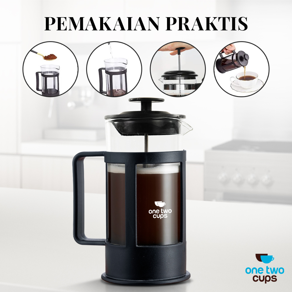 One Two Cups French Press Plunger Coffee Maker Pot - FN35