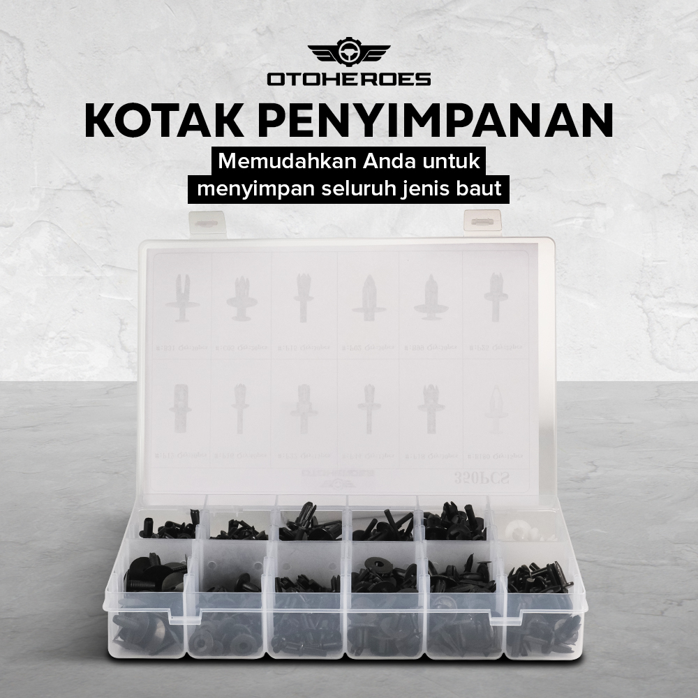 Taffware Baut Rivet Mobil Universal Car Push Pin Fasteners 350 PCS - HE09