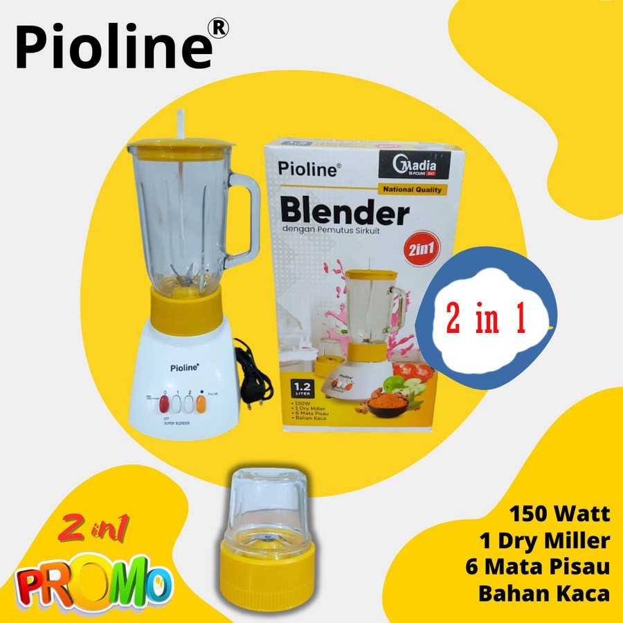 Jual Blender 2in1 Kaca 6 Mata Pisau Pioline / Blender Juice