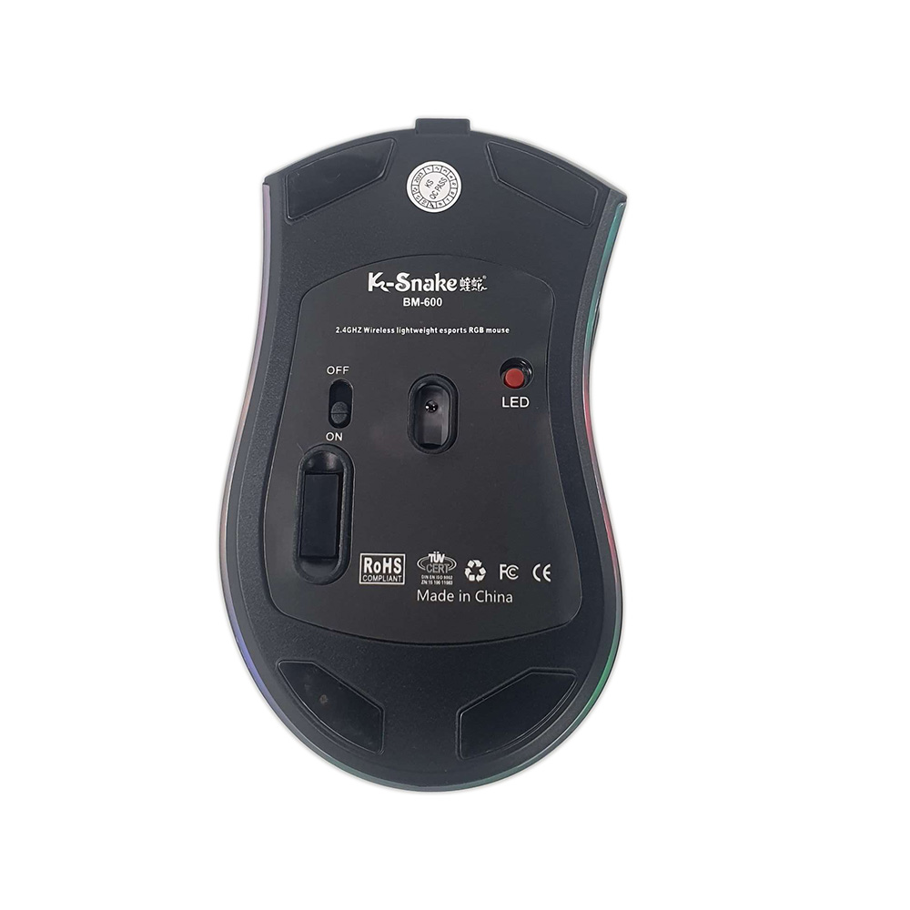 K-SNAKE Mouse Gaming Wireless Optical 2.4GHz RGB Rechargeable 1600DPI - BM600
