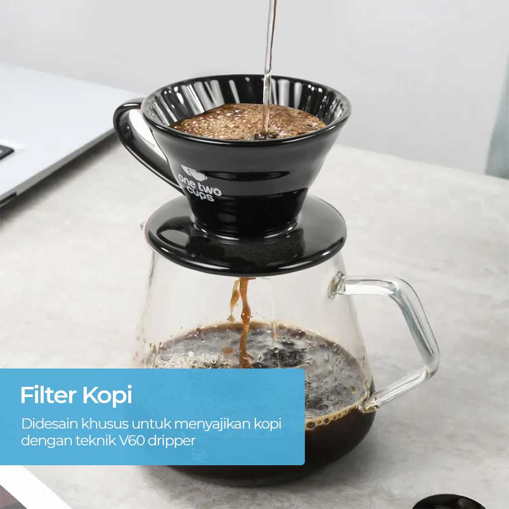 One Two Cups V60 Coffee Dripper Alat Seduh Kopi Manual Brew Keramik - ZM-639 - Gambar 3