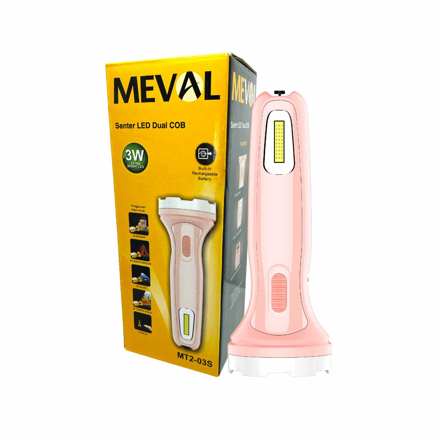 Meval Rohri Jual MEVAL -Senter LED 5W Dual COB - Salmon | Jakmall.com