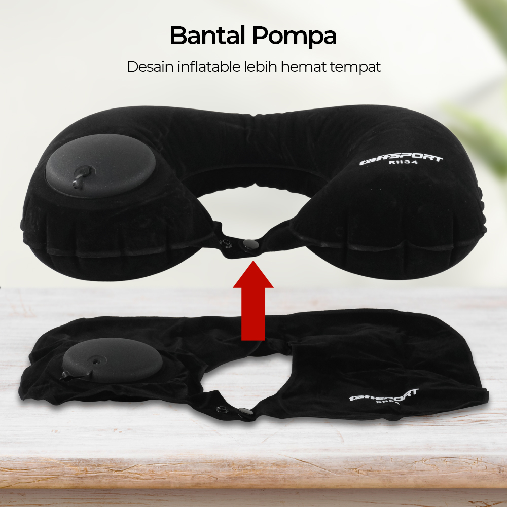TaffSPORT Bantal Leher Travel Angin U-Shaped Inflatable Neck Pillow - RH34