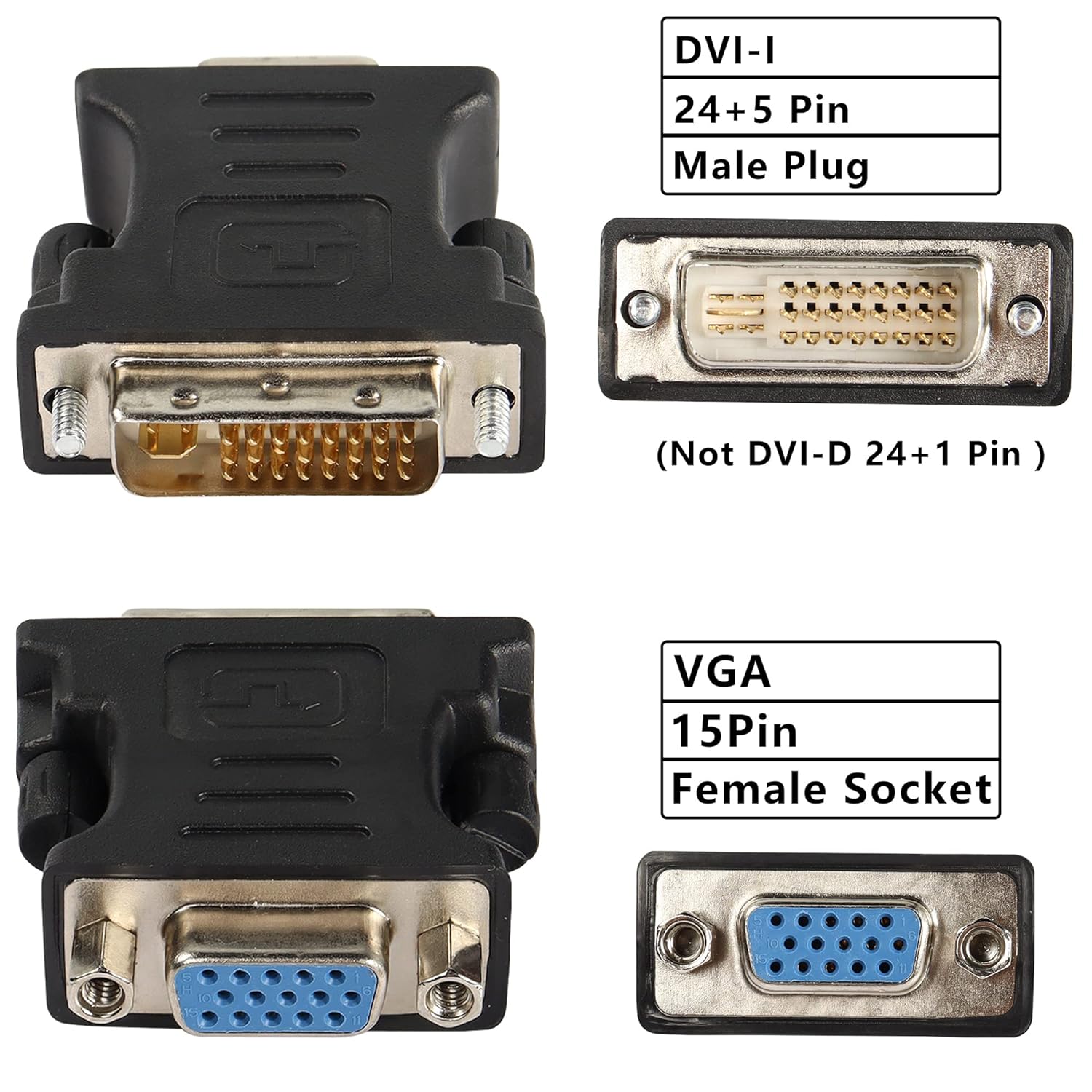 EASYIDEA Adaptor VGA Female ke DVI-I Dual Link Male 24+5