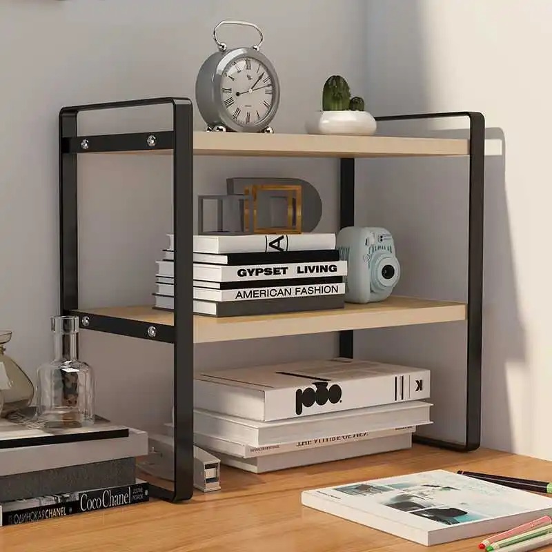 AOLIVIYA Rak Buku Minimalis DIY Table Bookshelf Organizer Double Layer - AO40