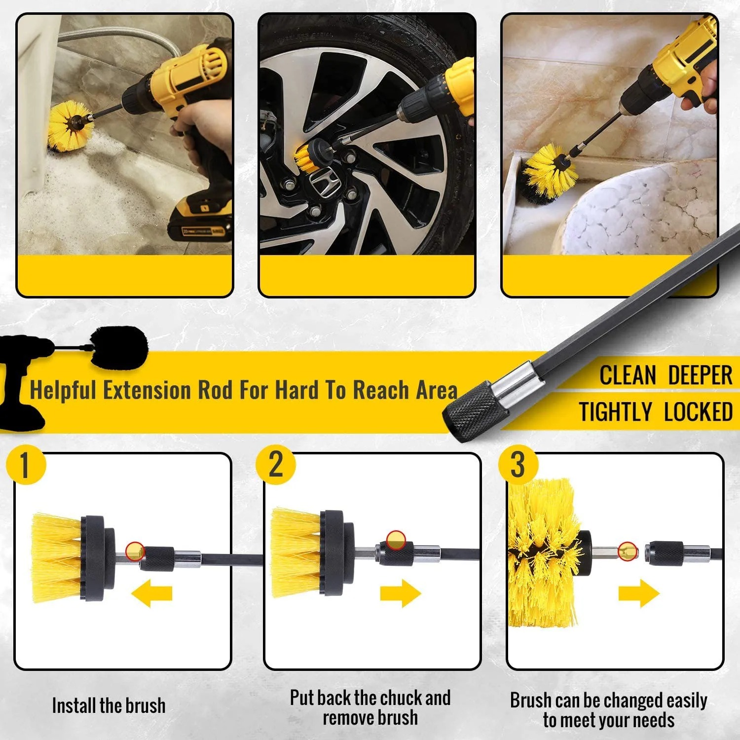 UNTIOR Kepala Sikat Pembersih Bor Listrik Brush Car Polisher 23 PCS - CB-031