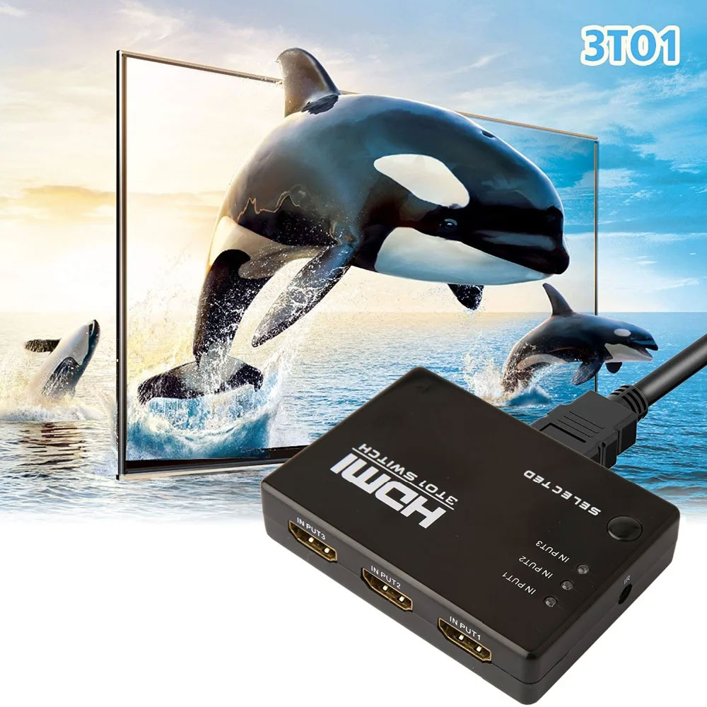 Perlinta HDMI Switch 3 Port Full HD 1080P with Remote Control - 3T01