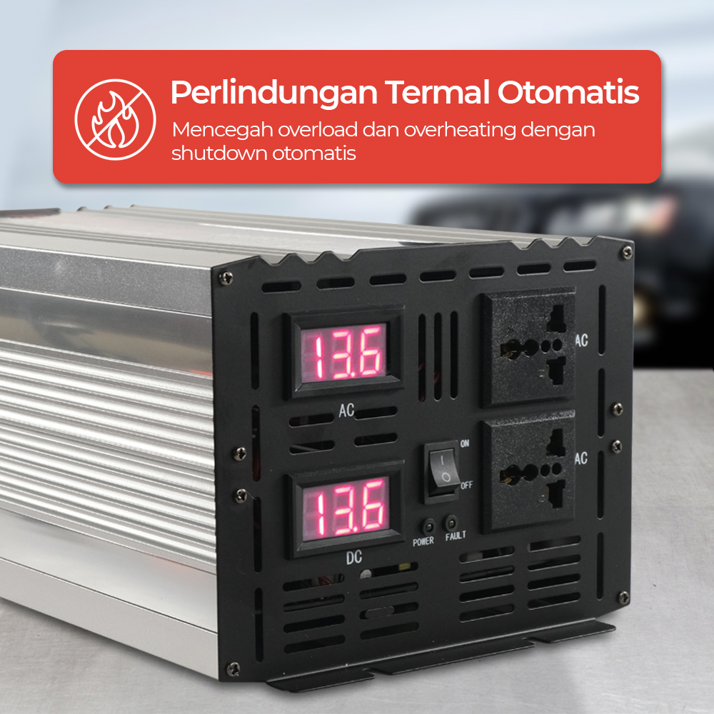 Taffware Power Inverter Mobil Pure Sine Wave DC 12V to AC 220V 5000W - NBQ5000W