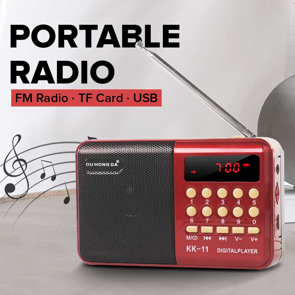 Jual OU HONG DA Portable FM Radio Player Speaker TF Card - KK-11
